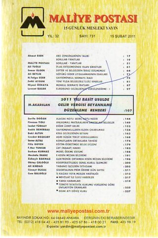 Maliye Postası 2011 / 731