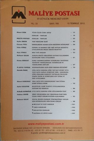 Maliye Postası 2012 / 765