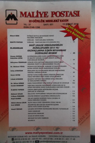 Maliye Postası 2016 / 851