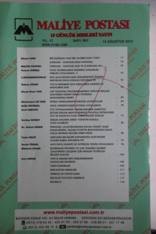 Maliye Postası 2016 / 863