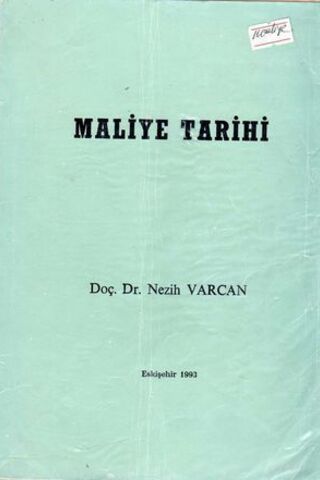 Maliye Tarihi Doç. Dr. Nezih Varcan