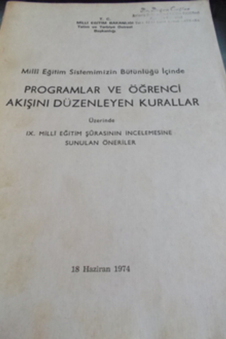 Milli Eğitim Sistemimizin Bütünlüğü İçinde Programlar ve Öğrenci Akışı