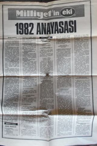 Milliyet Gazetesi Eki 1982 Anayasası