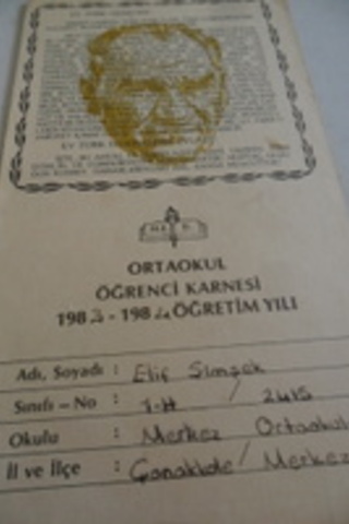Ortaokul Öğrenci Karnesi 1984-1985 Öğretim Yılı