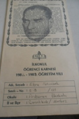 Ortaokul Öğrenci Karnesi 1986-1987 Öğretim Yılı