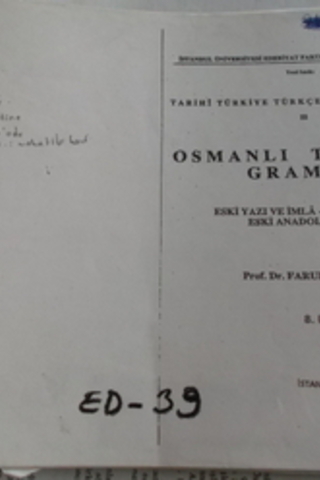 Osmanlı Türkçesi Grameri Ders Notu Faruk K. Timurtaş