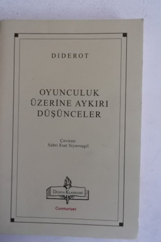 Oyunculuk Üzerine Aykırı Düşünceler Denis Diderot