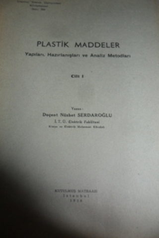 Plastik Maddeler Cilt 1 Nüzhet Serdaroğlu