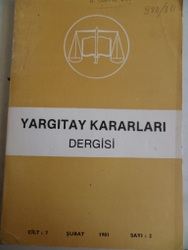 Yargıtay Kararları Dergisi 1981 / 2
