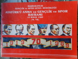 Atatürk'ü Anma ve Gençlik ve Spor Bayramı 19 Mayıs 1989 70. Yıl
