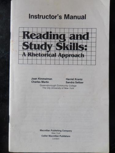 Reading And Study Skills: A Rhetorical Approach Joan Kimmelman