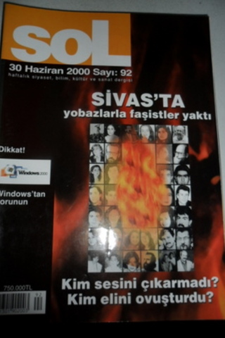 Sol Haftalık Siyaset, Bilim, Kültür ve Sanat Dergisi 2000 / 92