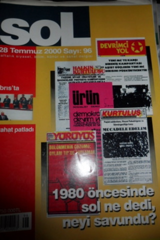 Sol Haftalık Siyaset, Bilim, Kültür ve Sanat Dergisi 2000 / 96