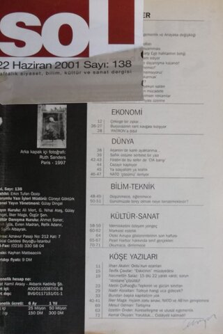 Sol Haftalık Siyaset, Bilim, Kültür ve Sanat Dergisi 2001 / 138