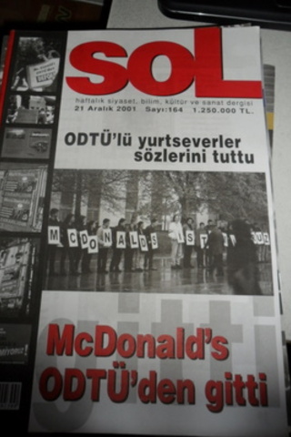 Sol Haftalık Siyaset, Bilim, Kültür ve Sanat Dergisi 2001 / 164