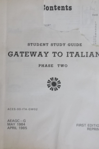 Student Study Guide Gateway To İtalian Phase Two
