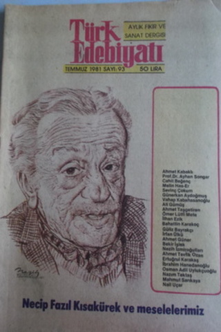 Türk Edebiyatı Aylık Fikir ve Sanat Dergisi 1981 / 93
