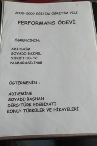 Türk Edebiyatı Performans Ödevi