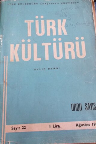 Türk Kültürü Aylık Degi Ağustos 1964 sayı:22