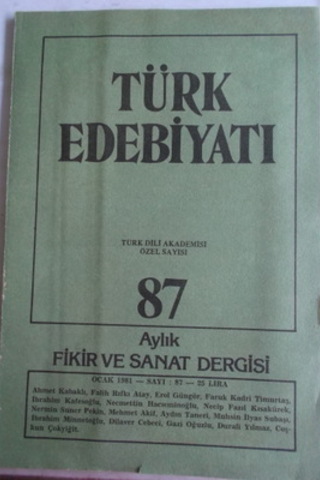 Türk Kültürü Aylık Dergisi 1981 / 87