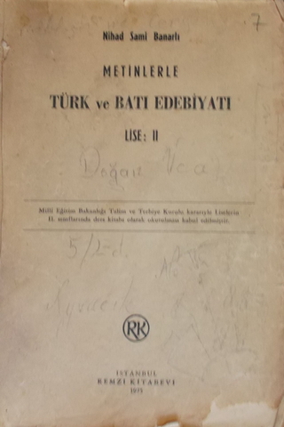 Türk ve Batı Edebiyatı Lise II Nihad Sami Banarlı