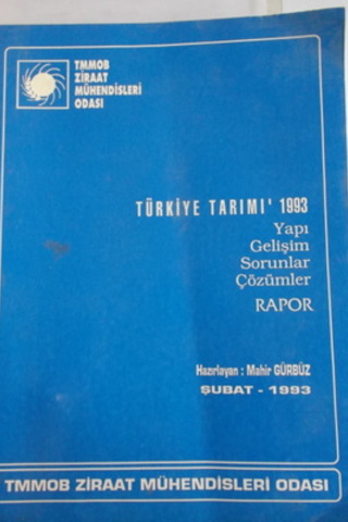 Türkiye Tarımı '1983 Yapı Gelişim Sorunlar Çözümler Rapor