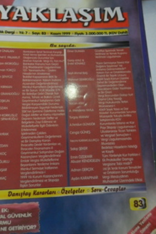 Yaklaşım Aylık Dergi 1999 / 83