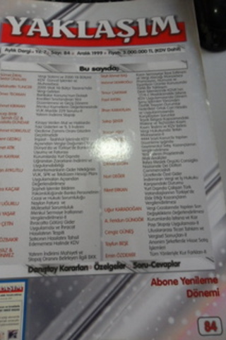 Yaklaşım Aylık Dergi 1999 / 84
