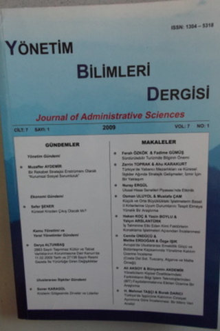 Yönetim Bilimleri Dergisi 2009 / 1