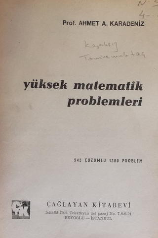 Yüksek Matematik Problemleri Ahmet Karadeniz