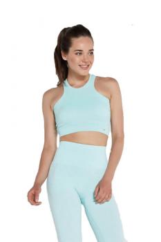 Palmi Kendinden Desenli Yuvarlak Yaka Kaplı Bra Turkuaz