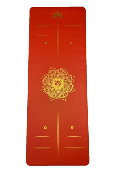 Rubber Yoga-Pilates Mat Golden Line 5mm Mandala Kırmızı