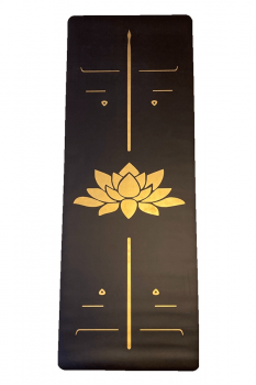 Yogatime Rubber Yoga-Pilates Mat Golden Line 5mm Lotus Siyah