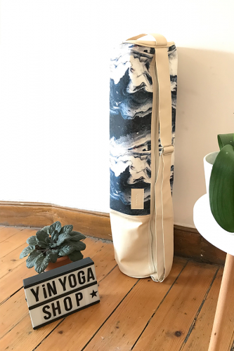 Vegan Deri Detaylı Koton Fermuarlı Mat Çantası - Marble