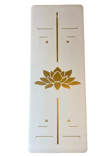 Rubber Yoga-Pilates Mat Golden Line 5mm Lotus Beyaz