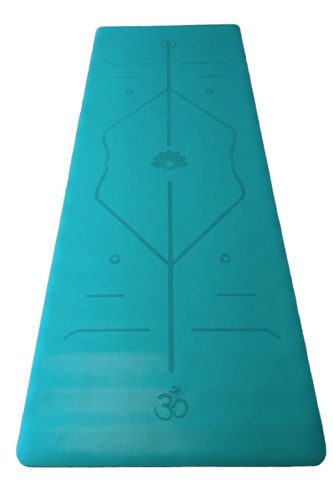 Rubber Yoga Mat Laser Line 5mm Mavi